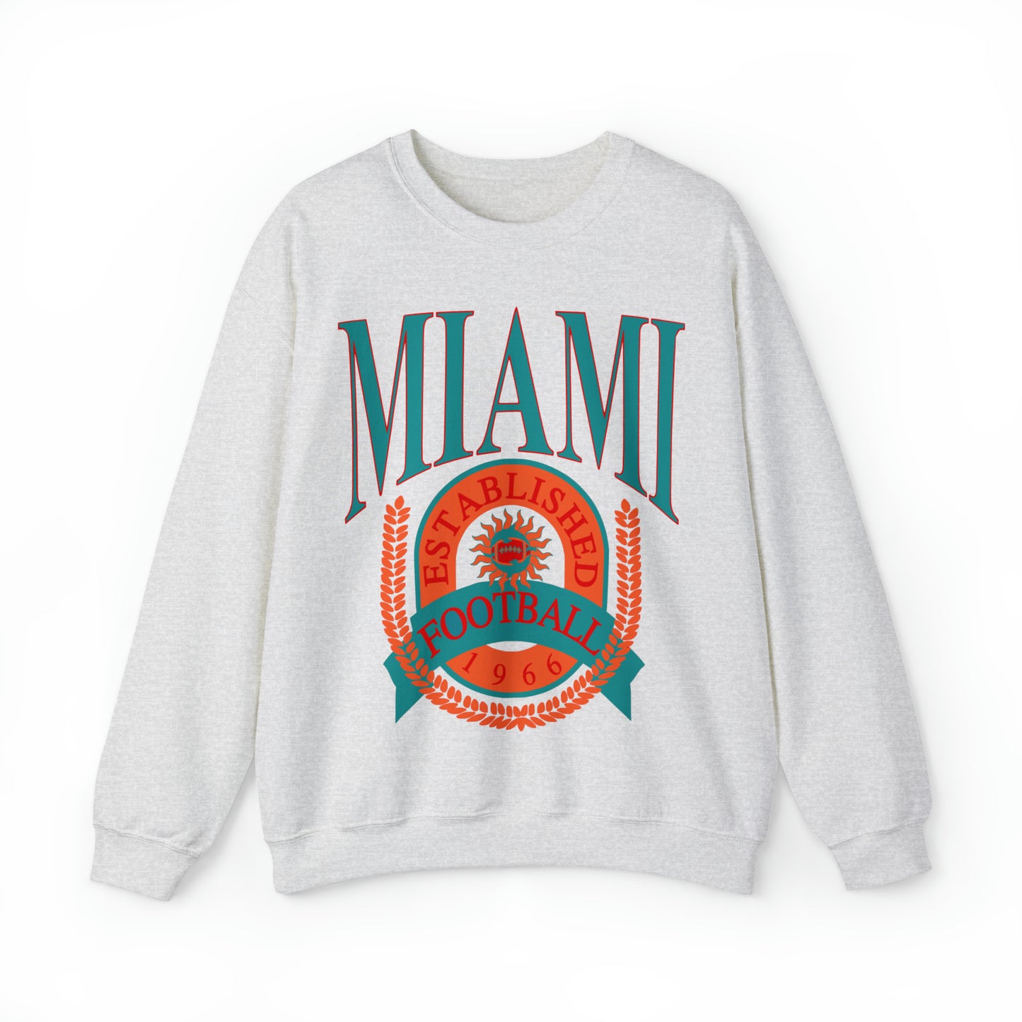 Throwback Miami Dolphins Football Sweatshirt - Vintage Style Football Crewneck - Men's & Women's Football Apparel - Design 1