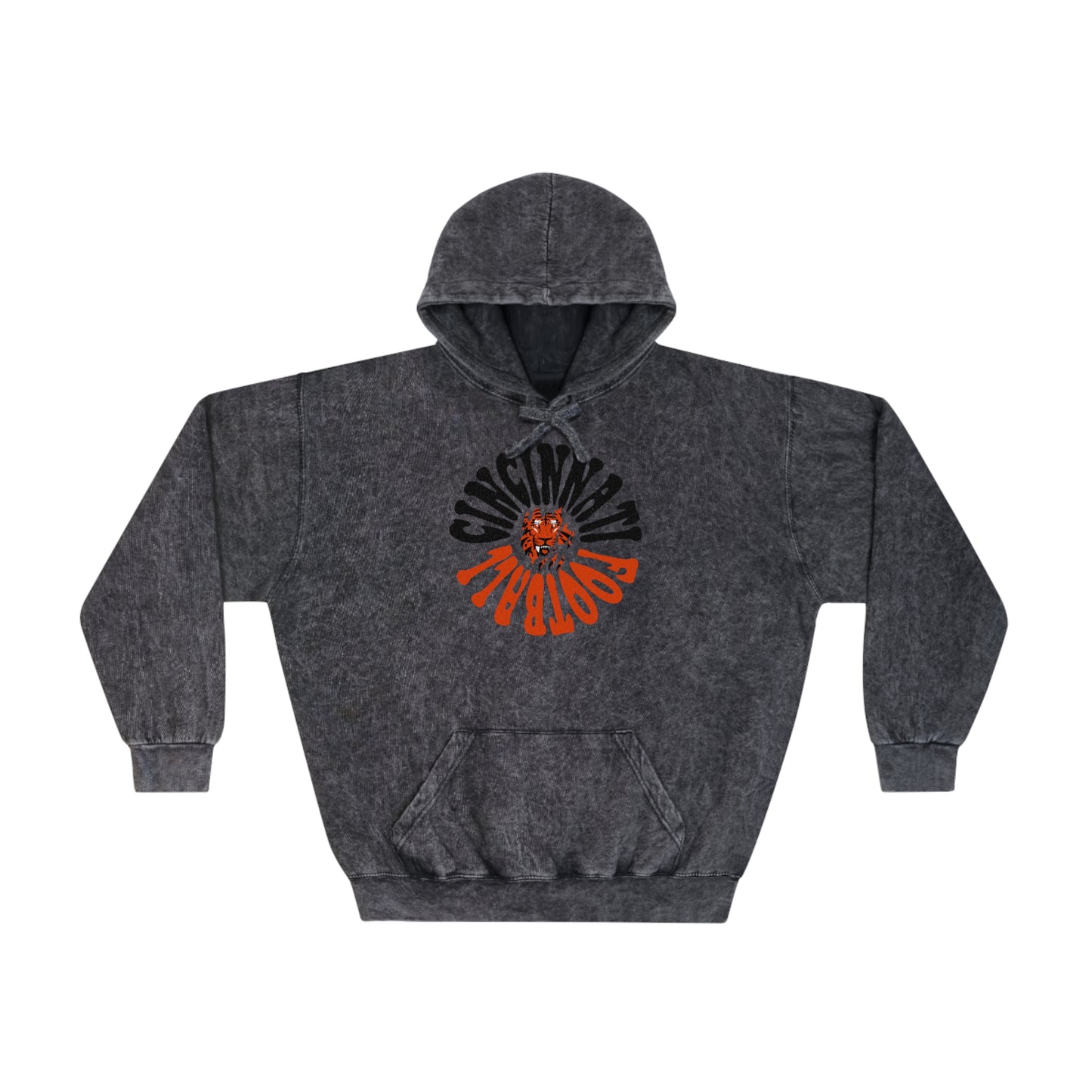 Cincinnati Bengals Hoodie - Mineral Wash Bengals Sweatshirt - Acid Wash Tie Dye Hippy Oversized Men's & Women's - Design 2