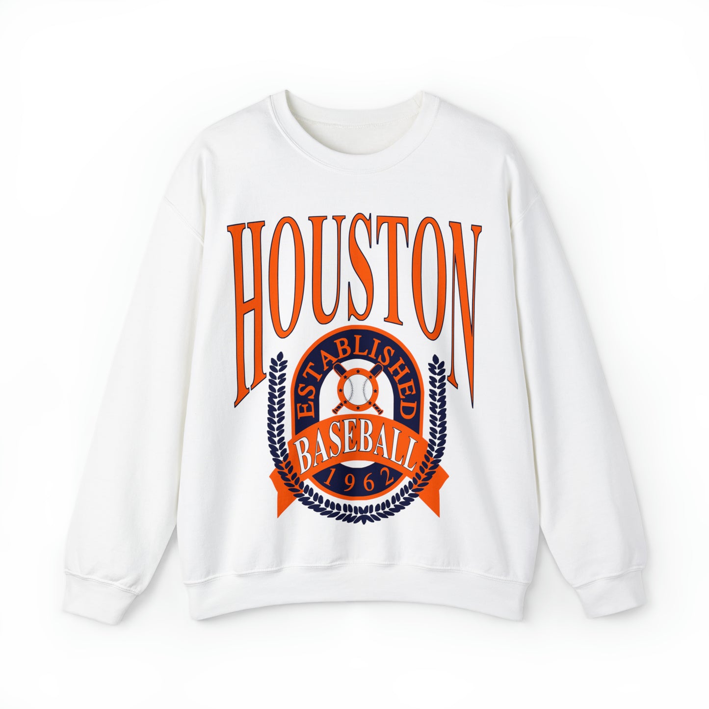 Throwback Houston Baseball Sweatshirt - Vintage Unisex Baseball Crewneck