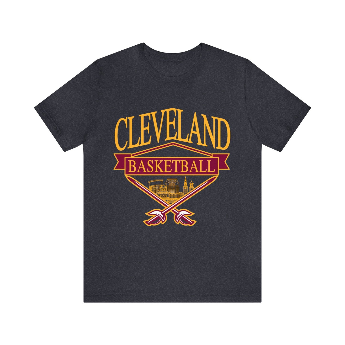 Vintage Cleveland Cavaliers Basketball T-Shirt Wine & Gold - NBA Basketball Unisex Short Sleeve Tee