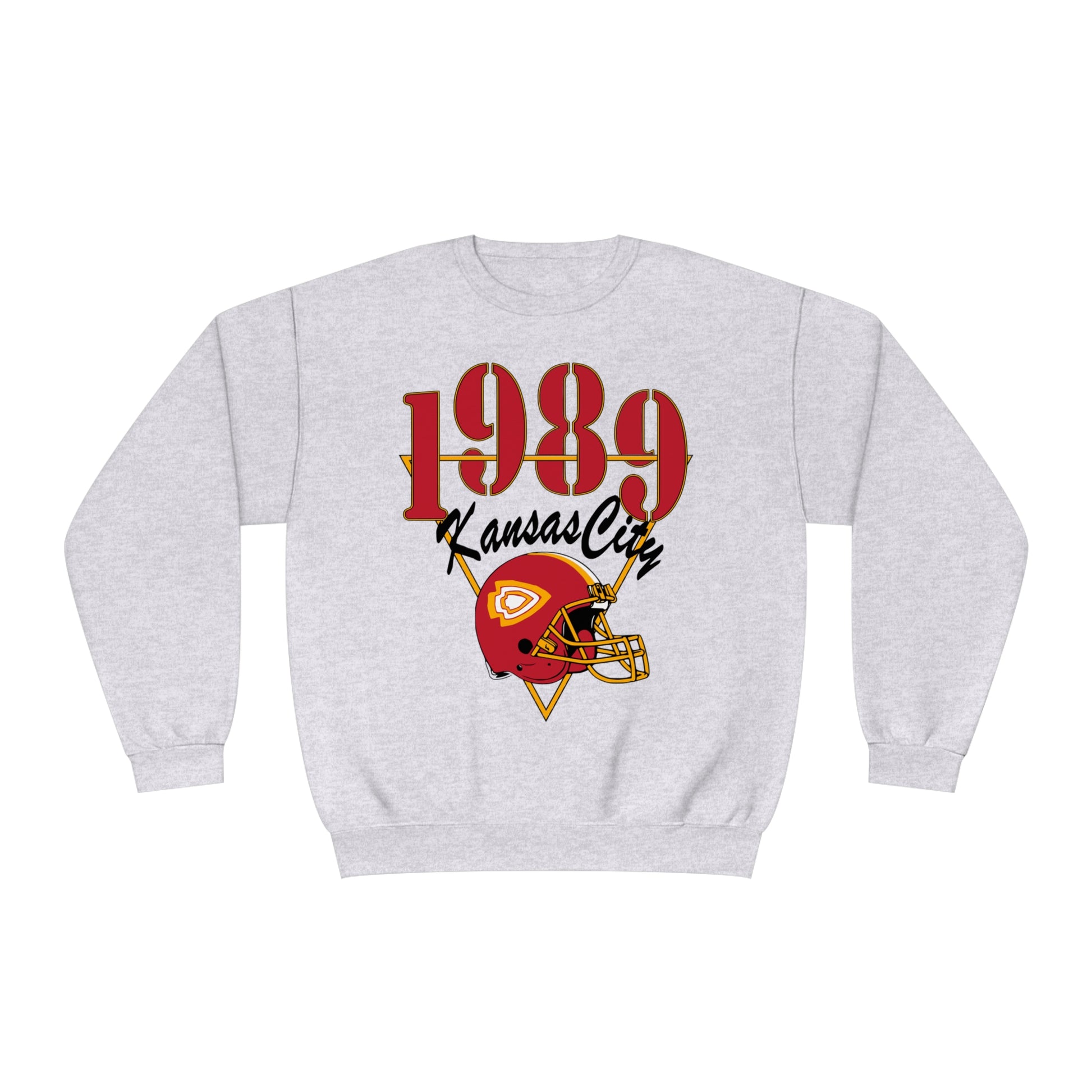 1989 Kansas City Chiefs Football Crewneck Sweatshirt - Vintage Retro Arrowhead Style - 1989 Version Chiefs Taylor Swift Ash Gray