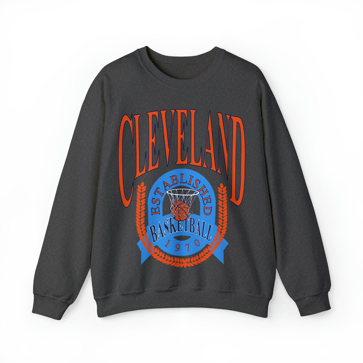 Vintage Cleveland Cavaliers Crewneck Sweatshirt Navy Blue - Blue & Orange Retro Unisex NBA Basketball Sweatshirt