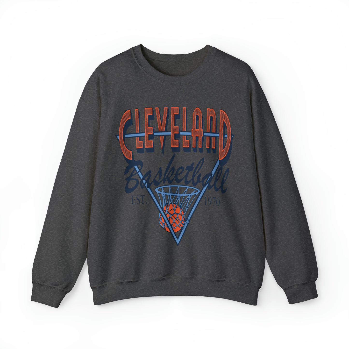Throwback Cleveland Cavaliers Sweatshirt - Vintage Blue and Orange Basketball Crewneck