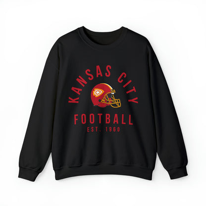 Vintage Kansas City Chiefs Sweatshirt - Retro NFL Football Chiefs Oversized Hoodie - Travis Kelce Crewneck - Black Yellow Red - Design 5
