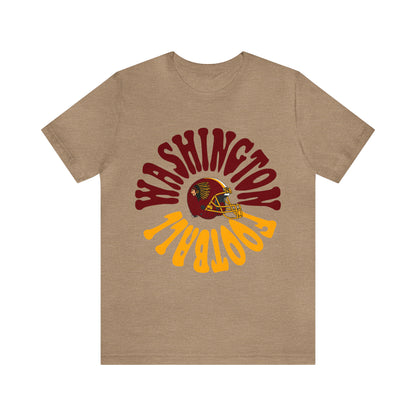 Hippy Style Washington Redskins Short Sleeve T-Shirt - Vintage Football Tee - Retro Commanders 70's, 80's, 90's - Design 2