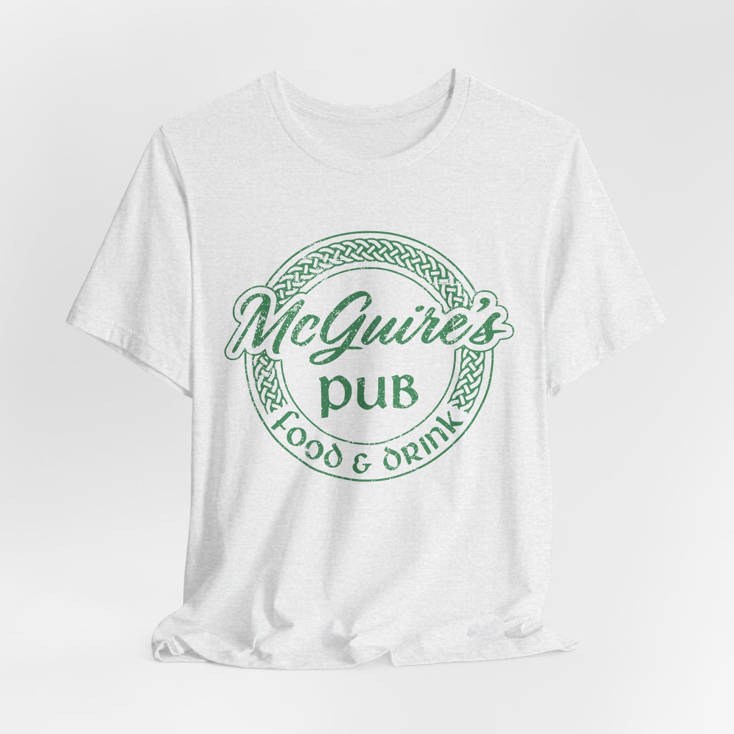 Men's Unisex Guinness Pub Ringer Tee —Faded Green McGuire's Logo