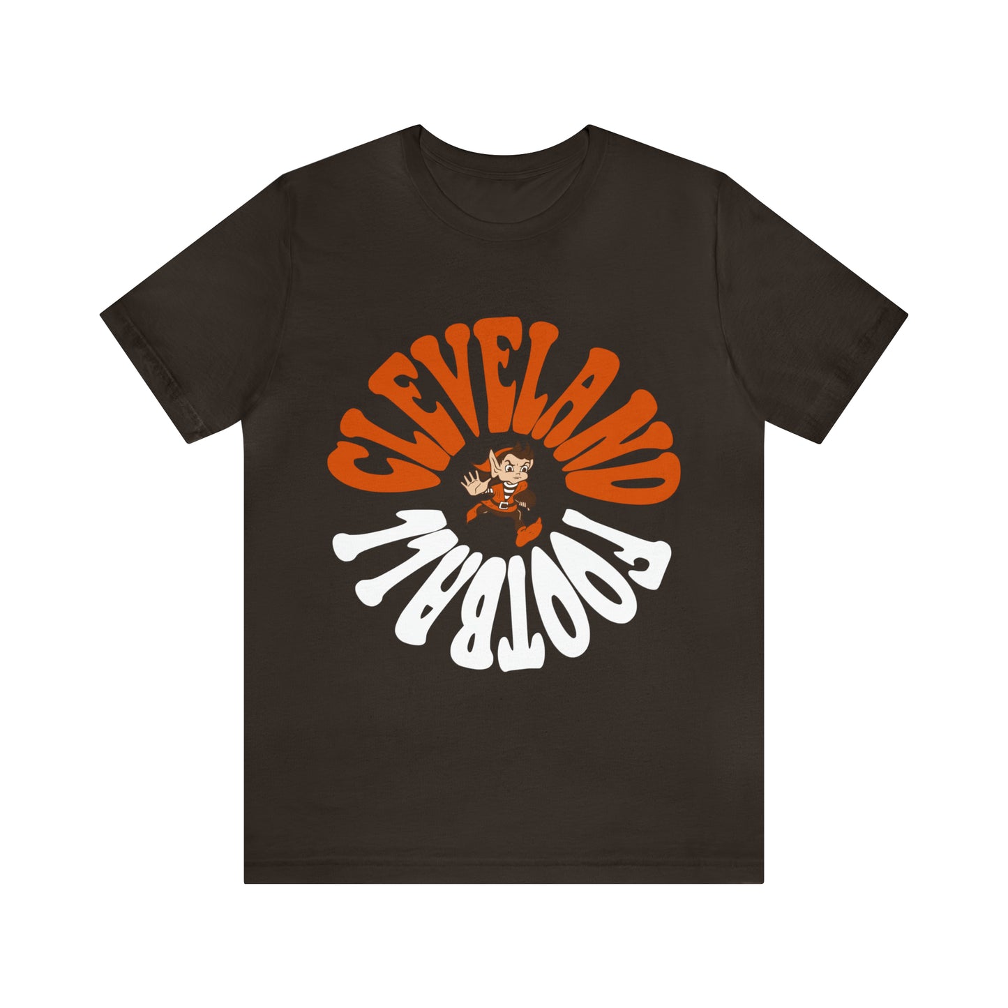 Hippy Cleveland Browns T-Shirt - Vintage Brownie Elf Cleveland Browns NFL Football Short Sleeve Tee - Retro Fan Gear Apparel Teem - Design 6