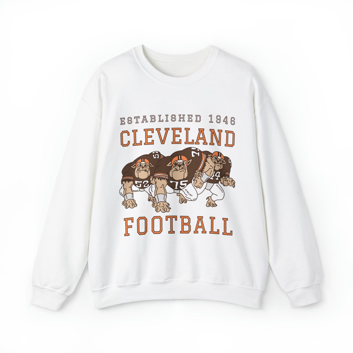 Vintage Cleveland Browns Crewneck - Browns Dawg Pound NFL Football Apparel - Men's & Women's Sweatshirt white