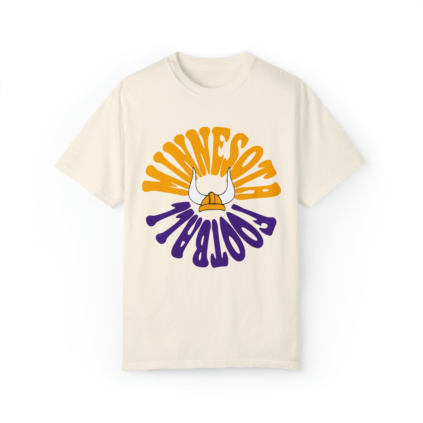 Comfort Colors Hippy Retro Minnesota Vikings NFL Football Tee - Short Sleeve T-Shirt Unisex Men's Women's Oversized Apparel - Design 2