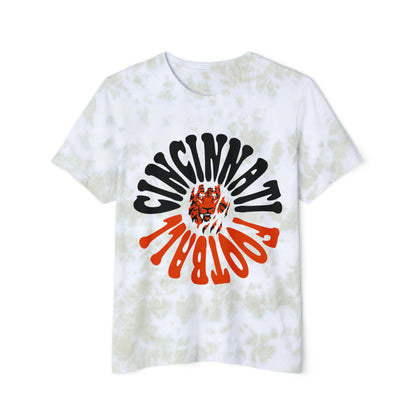 Tie Dye Cincinnati Bengals T-Shirt - Hippy Vintage Joe Burrow Acid Wash Oversized Men's & Women's - Design 2
