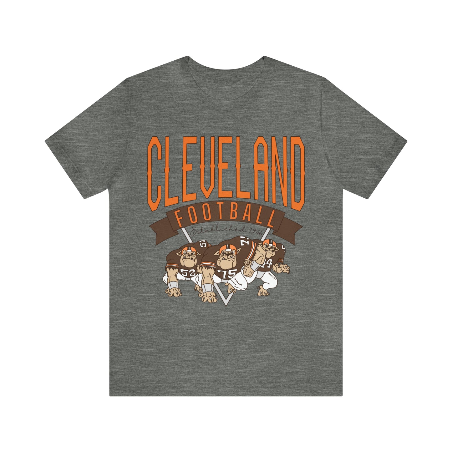 Cleveland Browns T-Shirt - Throwback Browns Dawg Pound Short Sleeve Tee  - Men's & Women's Oversized Unisex Soft Tee Apparel - Design 1