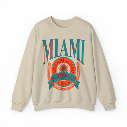 Throwback Miami Dolphins Football Sweatshirt - Vintage Style Football Crewneck - Men's & Women's Football Apparel - Design 1