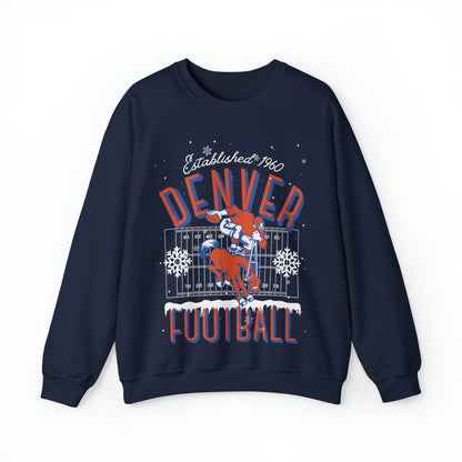 Denver Broncos Holiday Crewneck Sweatshirt - Vintage Christmas Colorado NFL Football Hoodie - Men's & Women's Winter Apparel