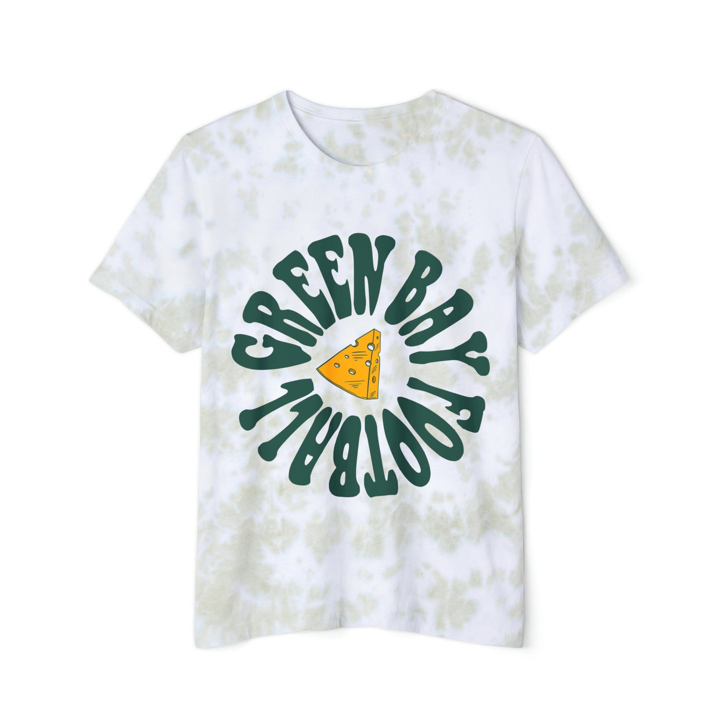 Tie Dye Hippy Green Bay Packers Football Short Sleeve T-Shirt - Vintage Mineral Wash Retro Tee - Design 2