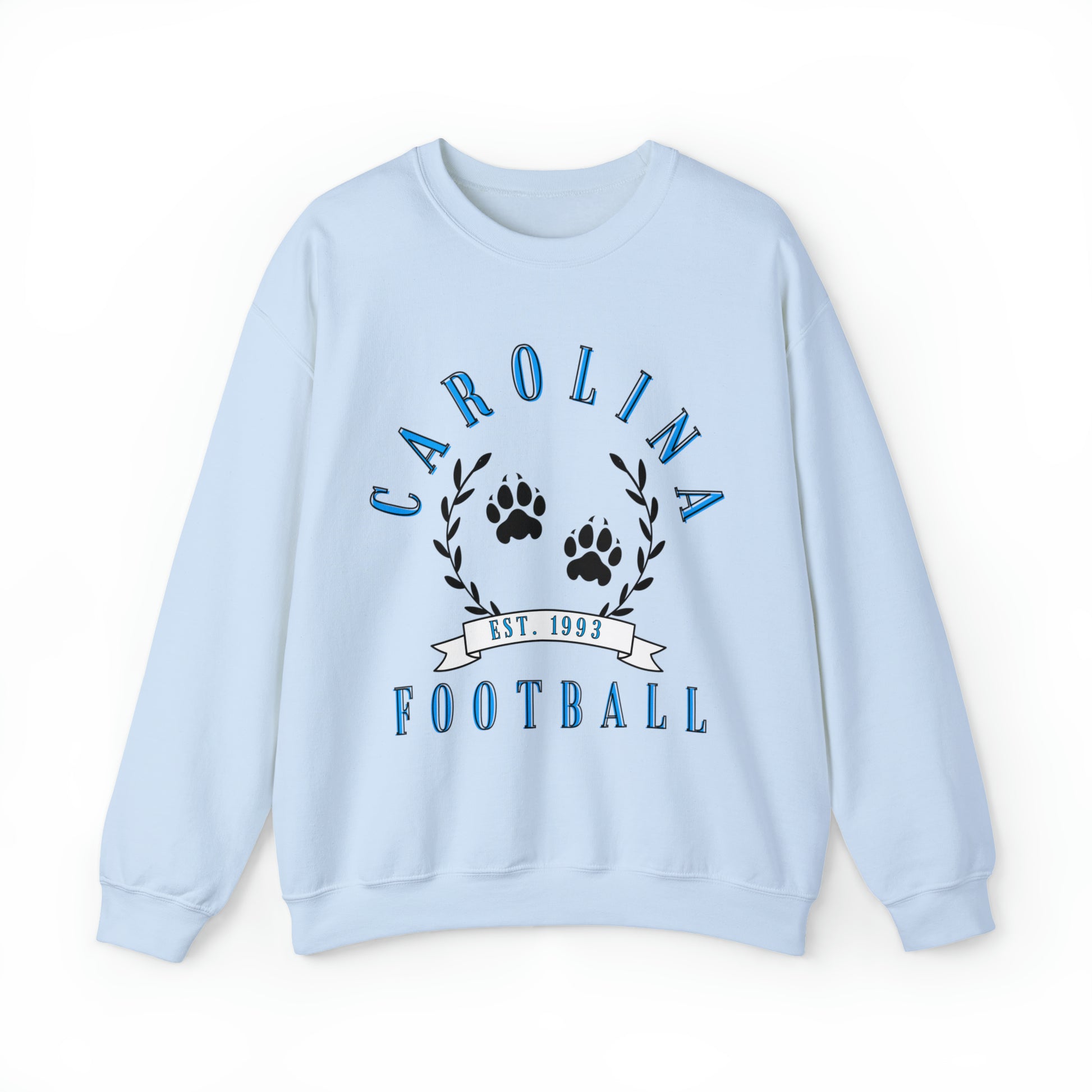 Vintage Carolina Panthers Crewneck Sweatshirt - Retro NFL Football Hoodie Apparel - Vintage Men's and Women's - Design 3 Light Blue