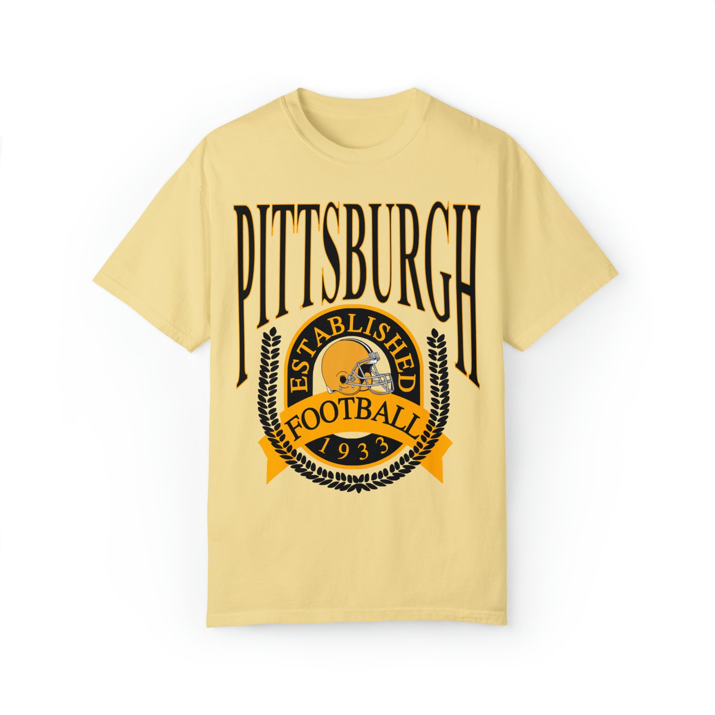 Throwback Comfort Colors Pittsburgh Steelers Short Sleeve T-Shirt - Vintage Steel City Football Gear, Apparel, Retro Tee - Design 1