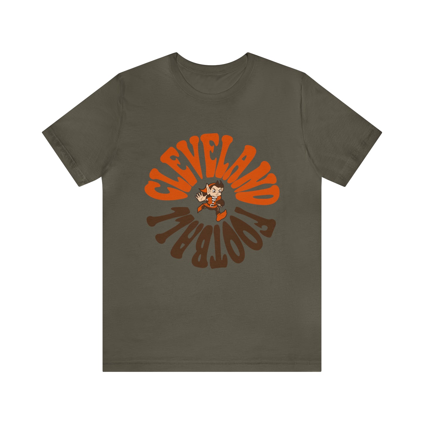 Hippy Cleveland Browns T-Shirt - Vintage Brownie Elf Cleveland Browns NFL Football Short Sleeve Tee - Retro Fan Gear Apparel Teem - Design 6