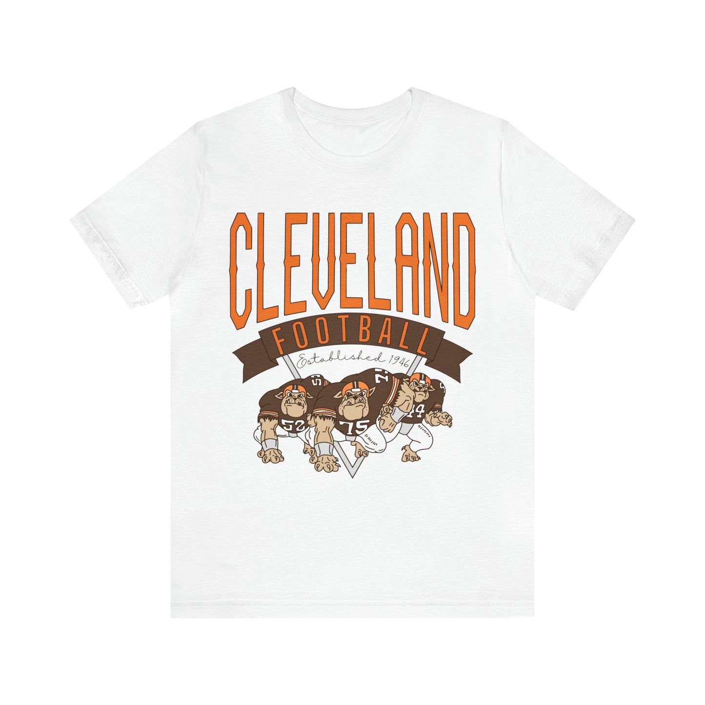 Cleveland Browns T-Shirt - Throwback Browns Dawg Pound Short Sleeve Tee  - Men's & Women's Oversized Unisex Soft Tee Apparel - Design 1