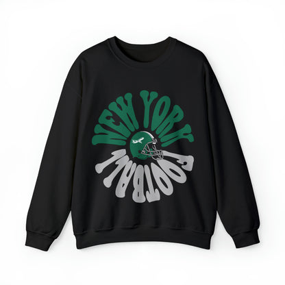 Hippy Retro New York Jets Football Sweatshirt - Vintage Style Football Crewneck - Men's & Women's Football Apparel