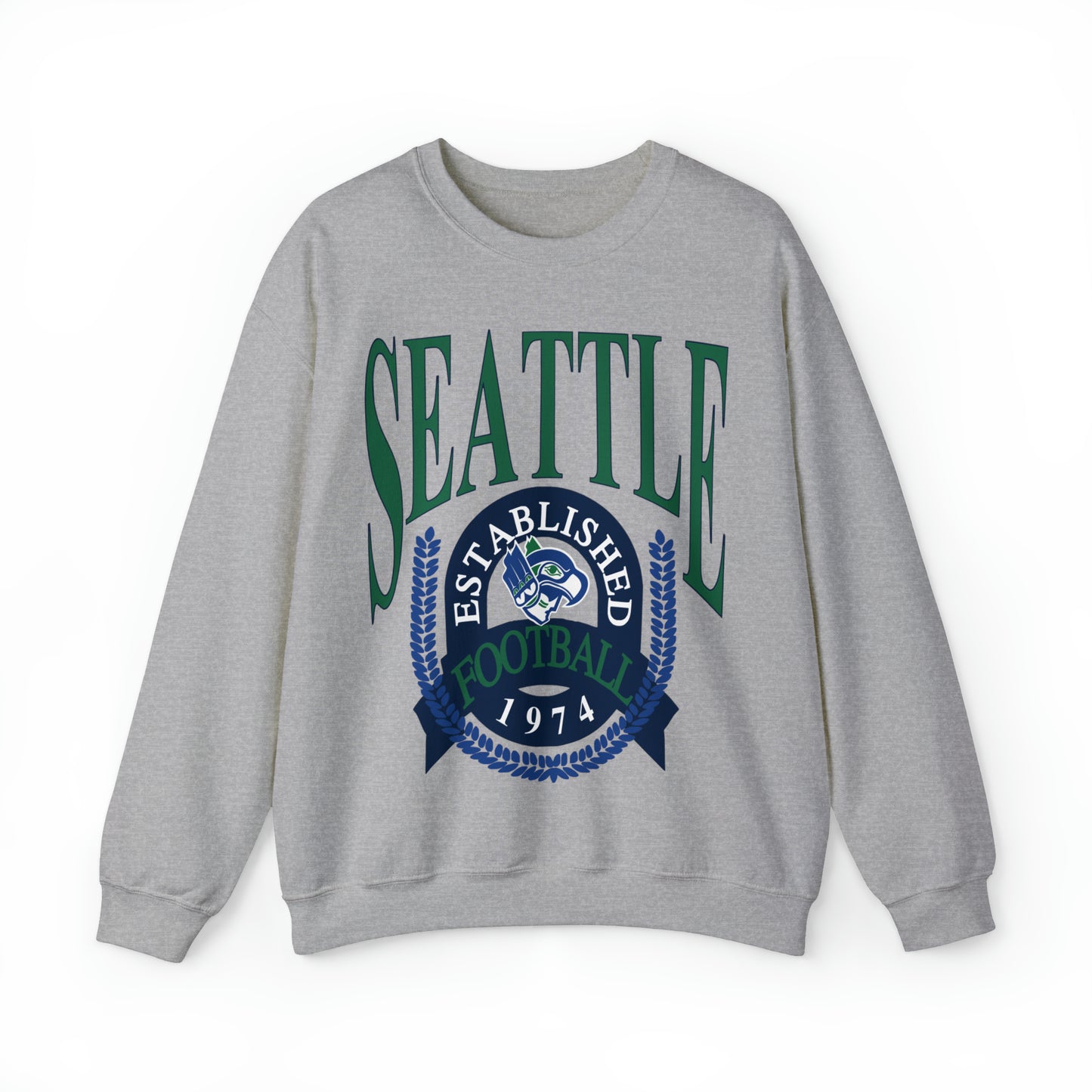 Throwback Vintage Seattle Seahawks Sweatshirt - Retro Style Football Crewneck - Men's & Women's Retro Apparel - Design 1