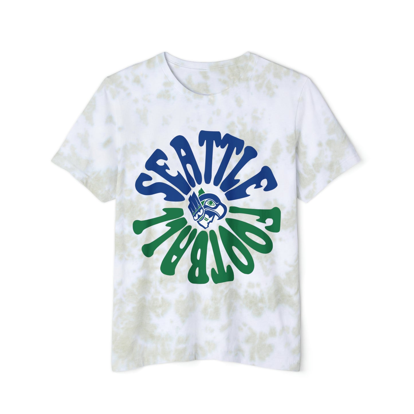 Tie Dye Hippy Retro Seattle Seahawks Short Sleeve T-Shirt - Vintage Style Football Tee - Design 2