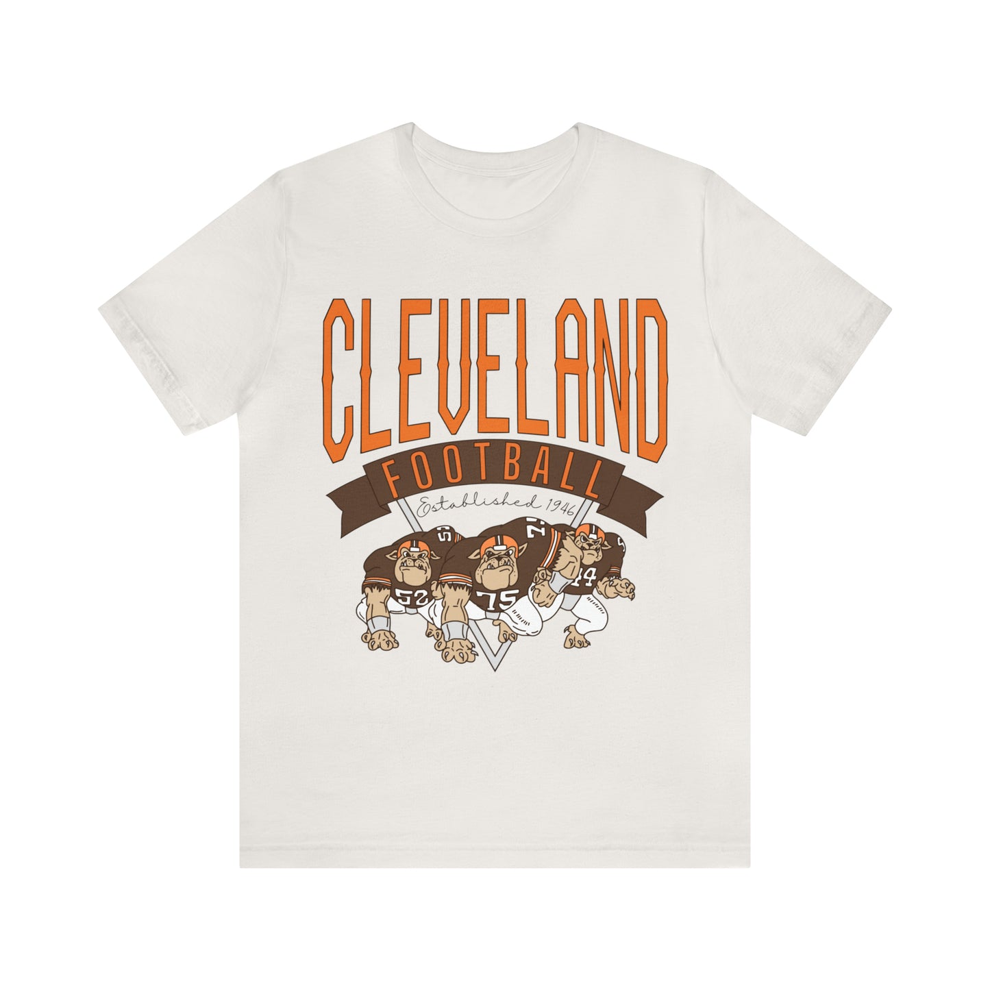 Cleveland Browns T-Shirt - Throwback Browns Dawg Pound Short Sleeve Tee  - Men's & Women's Oversized Unisex Soft Tee Apparel - Design 1