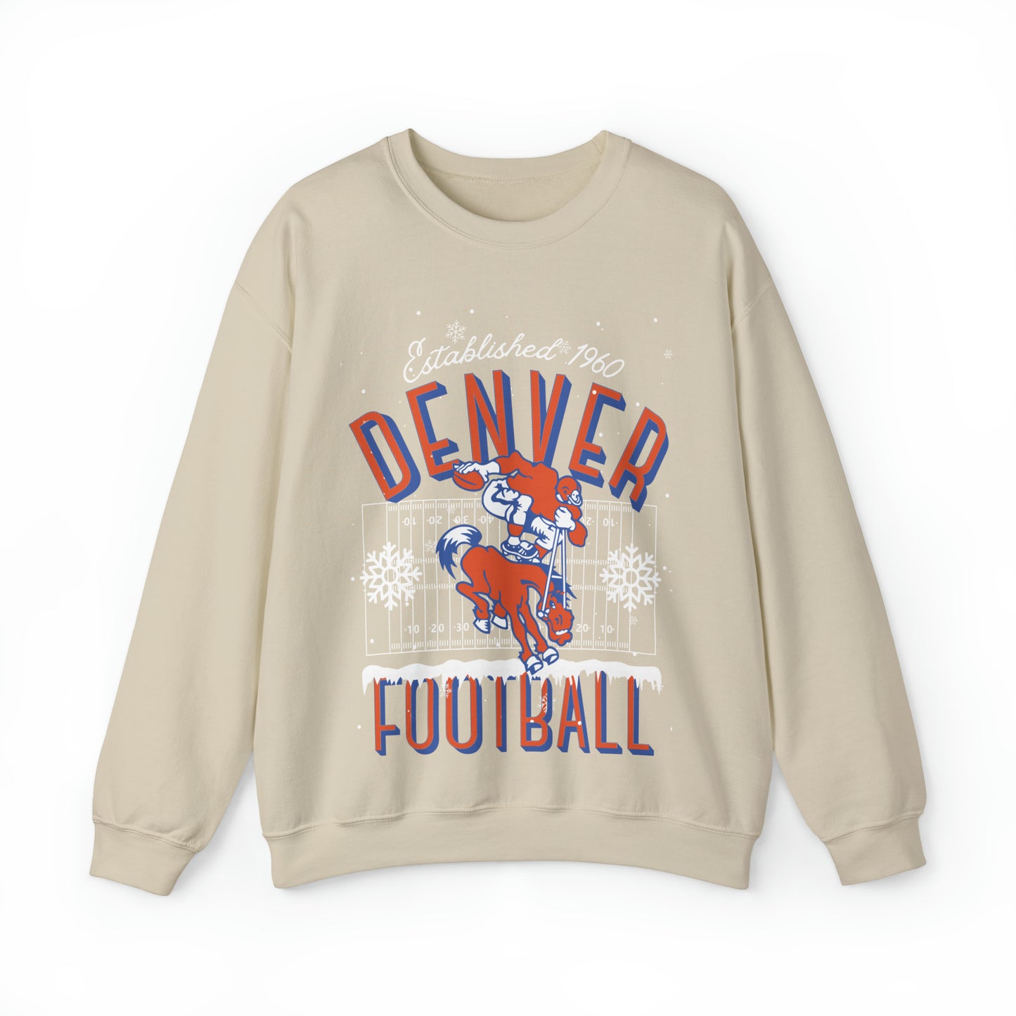Denver Broncos Holiday Crewneck Sweatshirt - Vintage Christmas Colorado NFL Football Hoodie - Men's & Women's Winter Apparel
