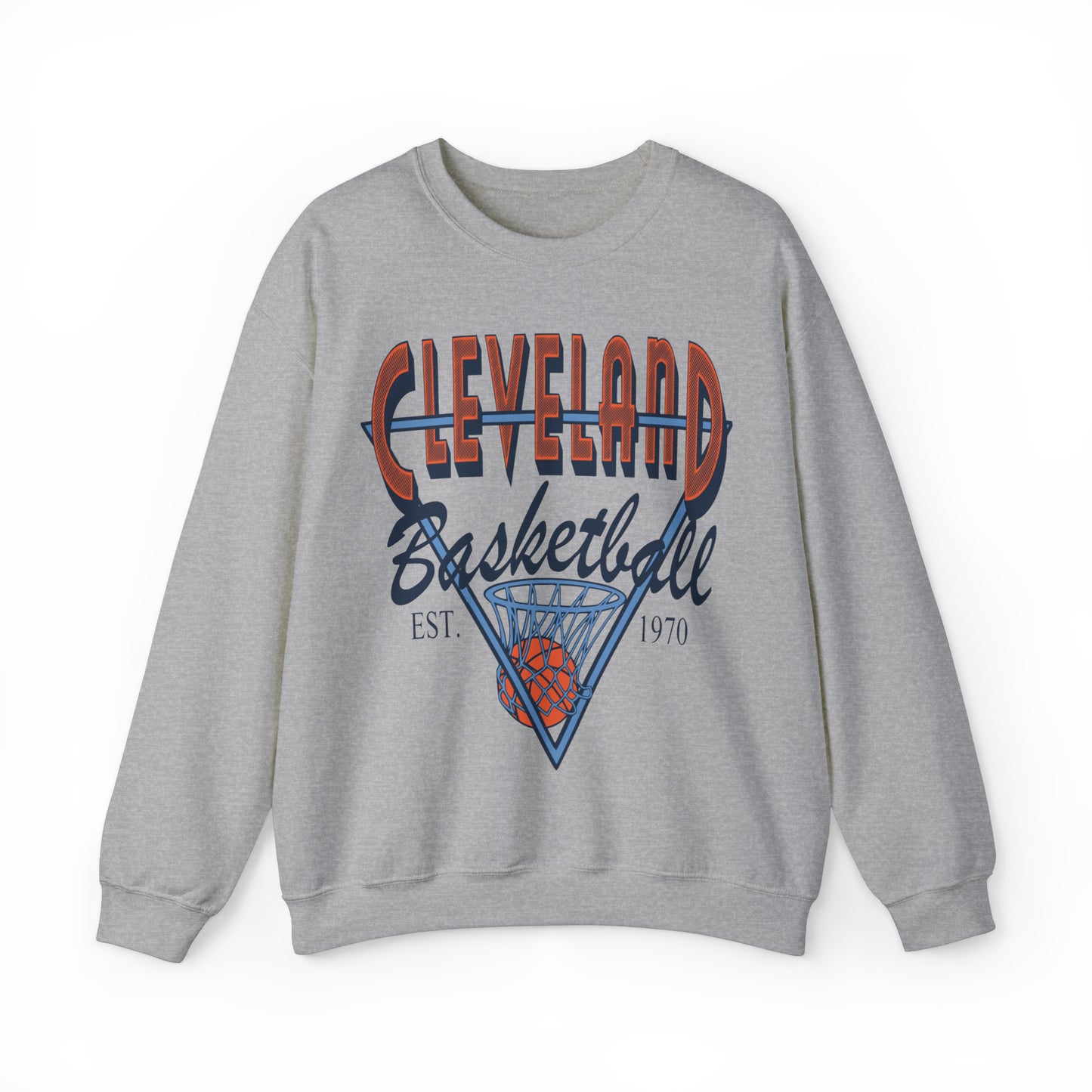Throwback Cleveland Cavaliers Sweatshirt - Vintage Blue and Orange Basketball Crewneck