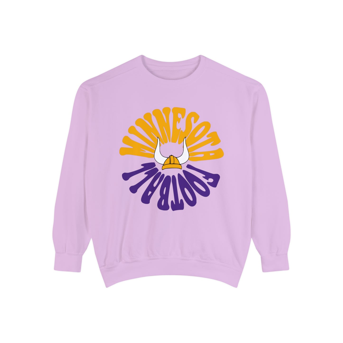 Comfort Colors - Retro Purple Yellow Minnesota Vikings Football Crewneck - Pastel NFL Hippy Circle Sweatshirt Men & Women - Design 2