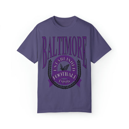 Throwback Baltimore Ravens T-Shirt - Comfort Colors NFL Football Short Sleeve Tee Unisex Men's Women's Oversized Apparel - Design 2