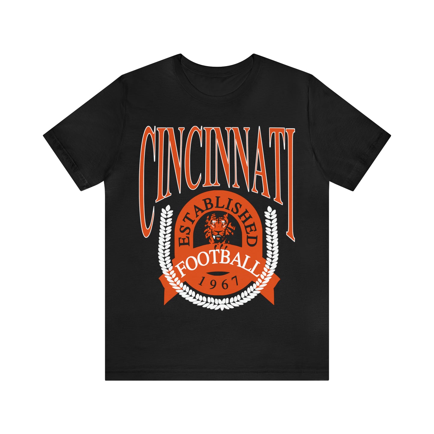 Cincinnati Bengals T-Shirt - Vintage Short Sleeve Bengals Tee - NFL Football Oversized Unisex, Men's & Women's Apparel - Design 1 Black