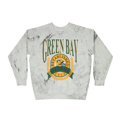 Comfort Colors Tie Dye Throwback Green Bay Packers Football Sweatshirt - Vintage Retro Crewneck -  Design 1