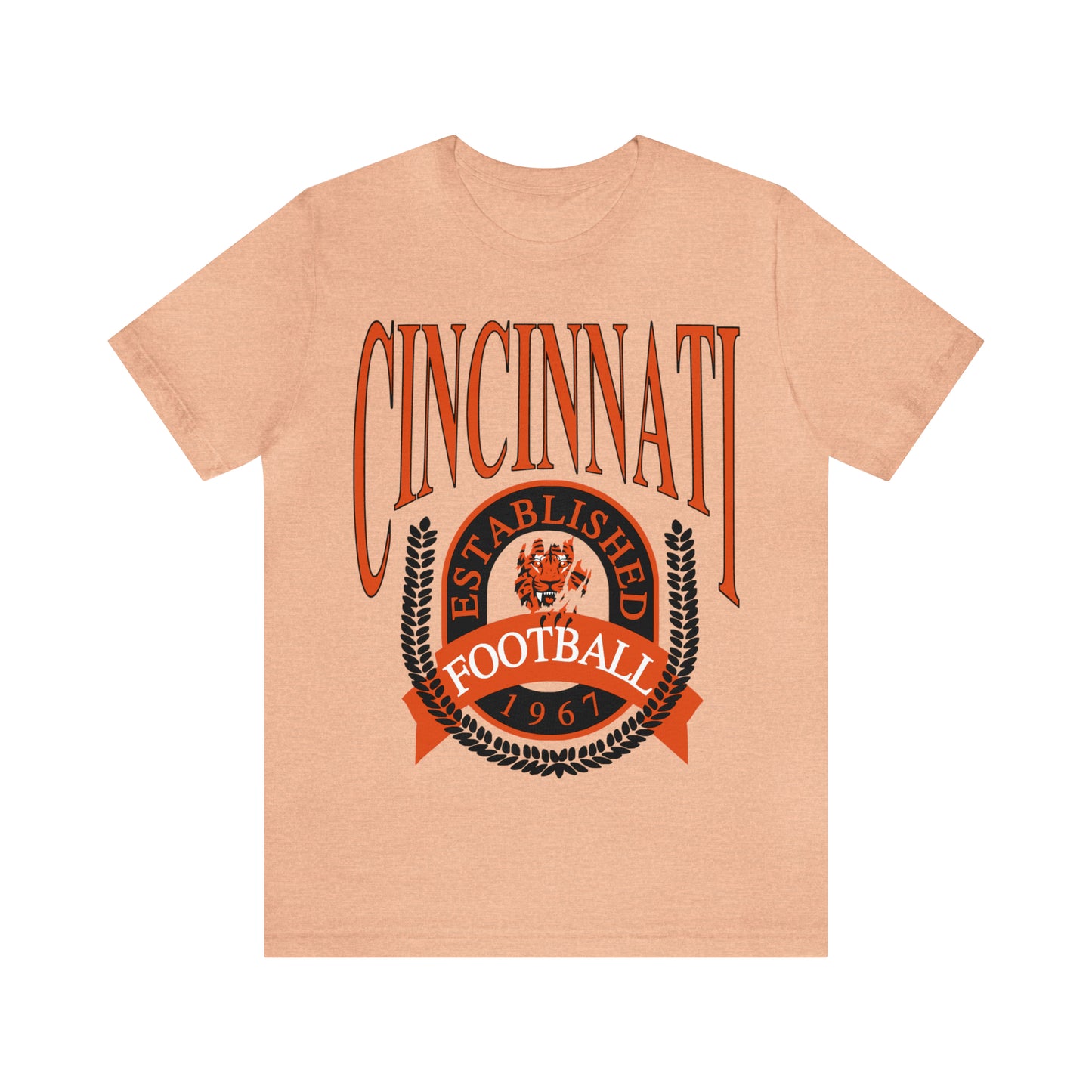 Cincinnati Bengals T-Shirt - Vintage Short Sleeve Bengals Tee - NFL Football Oversized Unisex, Men's & Women's Apparel - Design 1 Orange