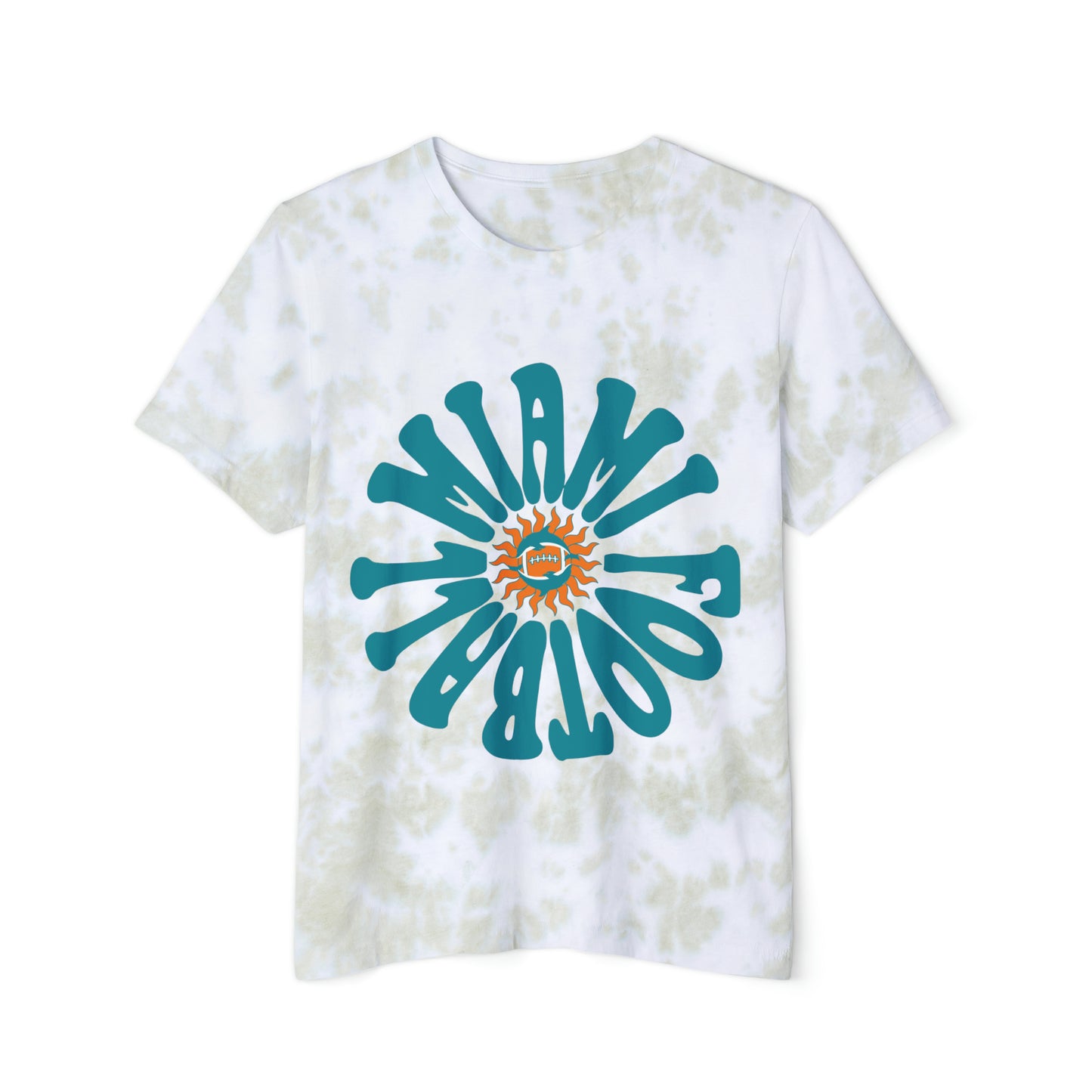 Tie Dye Retro Miami Dolphins Football Tee - Vintage Style Football Crewneck - Men's & Women's Football Apparel - Design 2