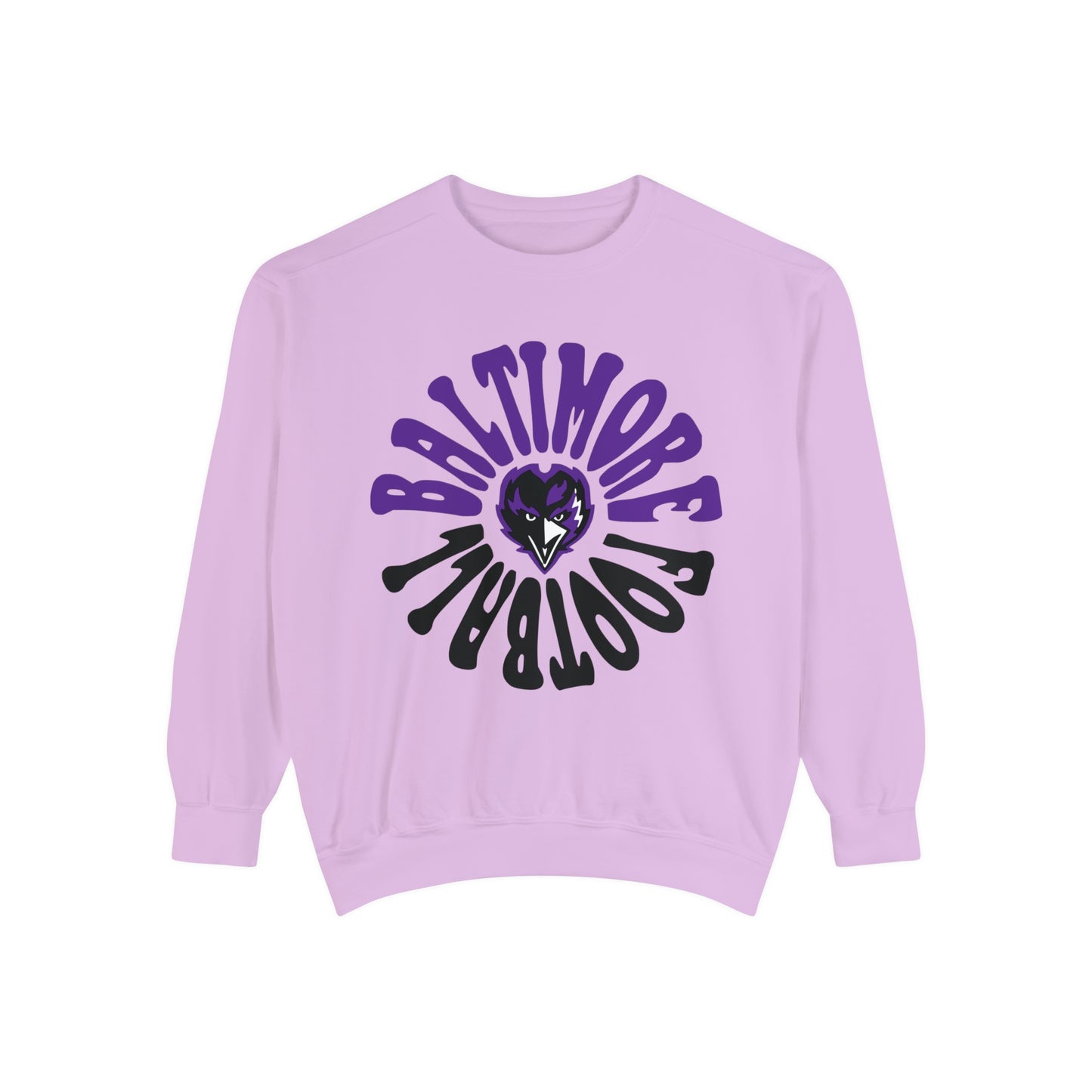 Purple Baltimore Ravens Crewneck Sweatshirt - Comfort Colors NFL Football  - Sweatshirt - Purple & Gray - Design 2