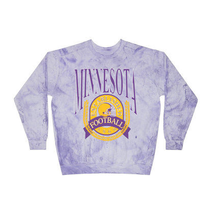 Comfort Colors - Tye Dye Minnesota Vikings Football Crewneck - Mineral Wash NFL - Color Blast Sweatshirt - Design 1