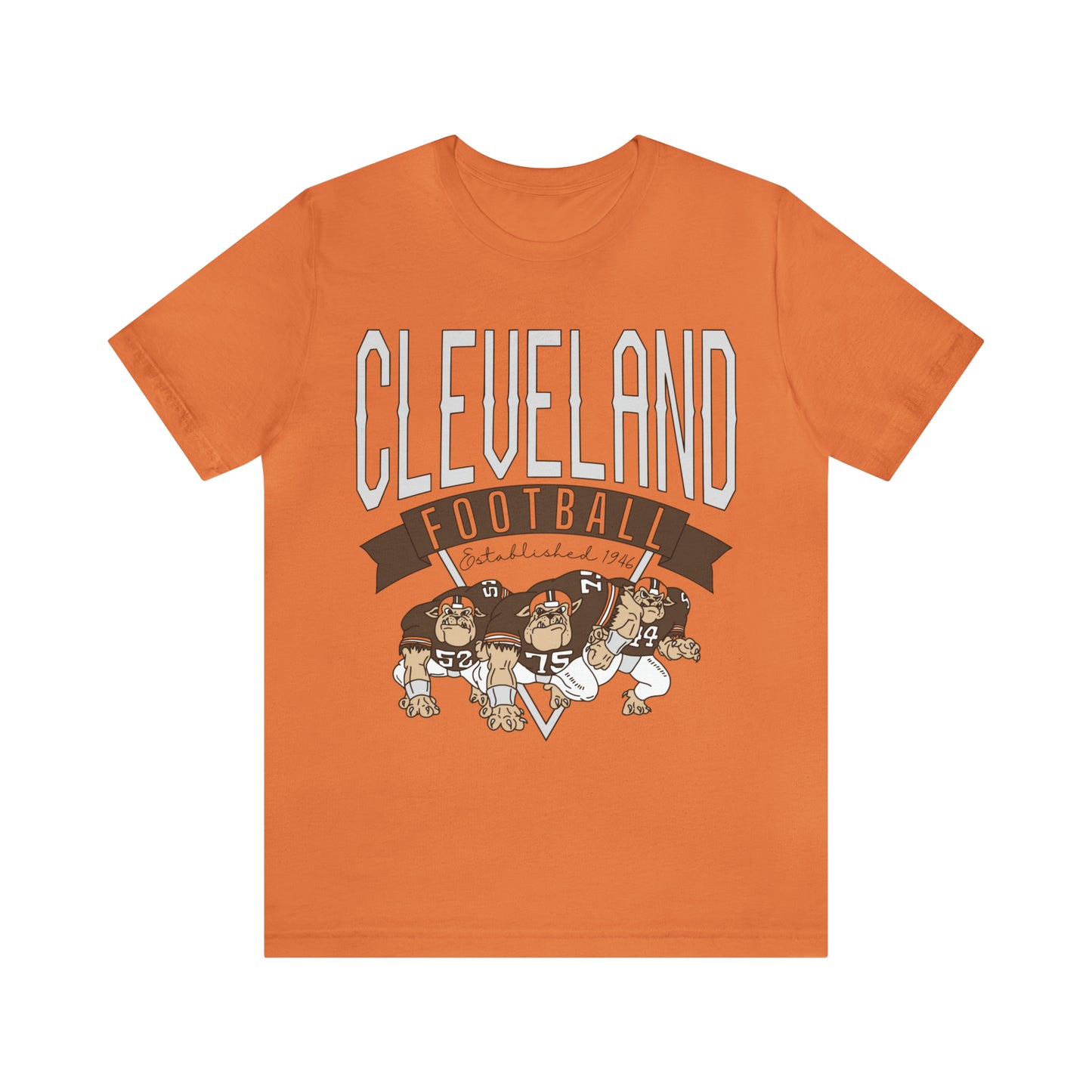 Cleveland Browns T-Shirt - Throwback Browns Dawg Pound Short Sleeve Tee  - Men's & Women's Oversized Unisex Soft Tee Apparel - Design 1