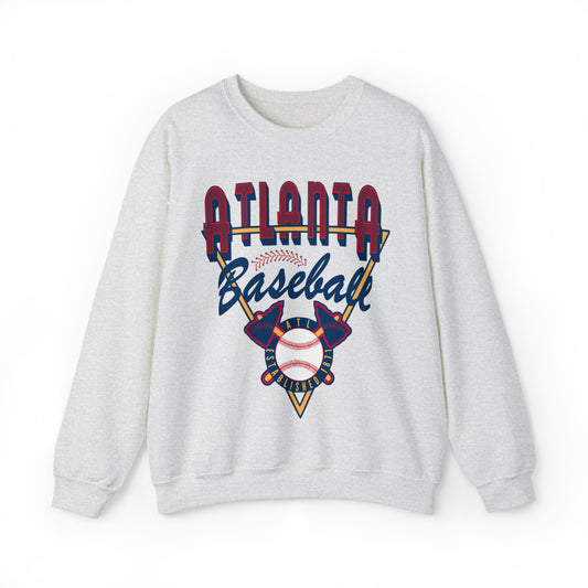 Retro Atlanta Baseball Sweatshirt - Vintage Style MLB Crewneck - Men's & Women's Baseball Apparel