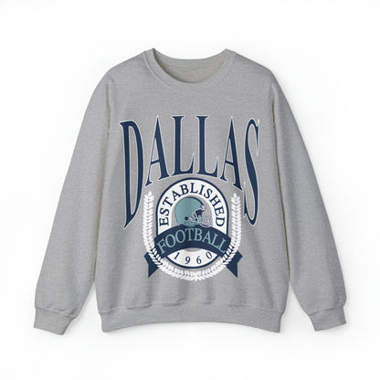 Throwback Vintage Dallas Cowboys Unisex Crewneck Sweatshirt - Men's & Womens Retro Oversized Hoodie - Design 1