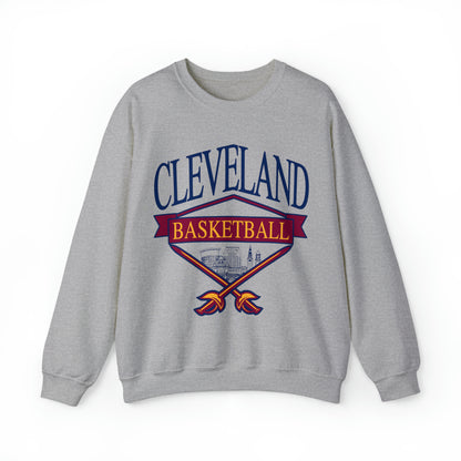 Vintage Cleveland Cavaliers Sweatshirt - Wine and Gold - Vintage Style Basketball Crewneck - Men's & Women's Retro Ohio Apparel