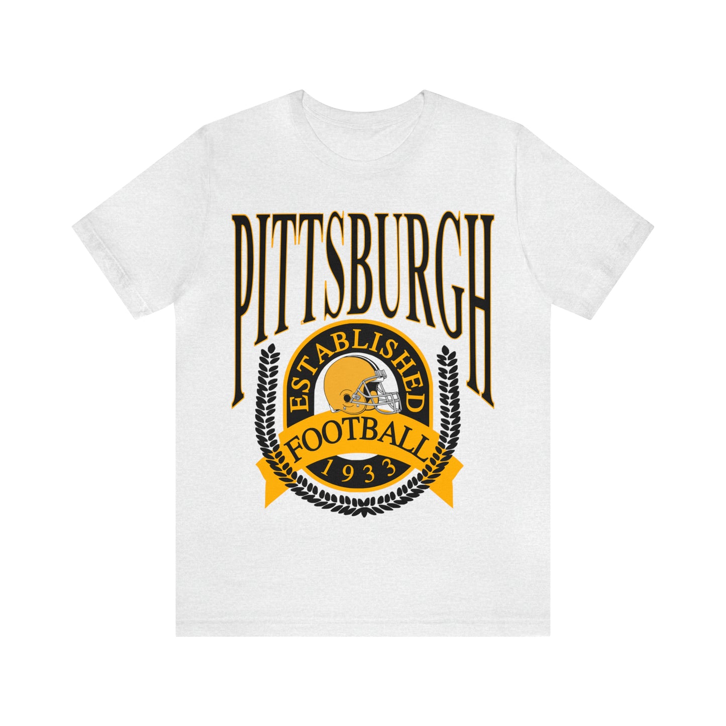 Throwback Pittsburgh Steelers Short Sleeve Tee - Vintage Football Logo Apparel T-Shirt - Retro Steel City Pennsylvania - Design 1