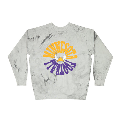Comfort Colors - Tye Dye Hippy Retro Minnesota Vikings Football Crewneck - Mineral Wash NFL - Color Blast Sweatshirt - Design 2