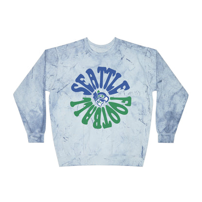 Tie Dye Comfort Colors Hippy Retro Seattle Seahawks Sweatshirt - Vintage Style Football Crewneck - Men's & Women's - Design 2