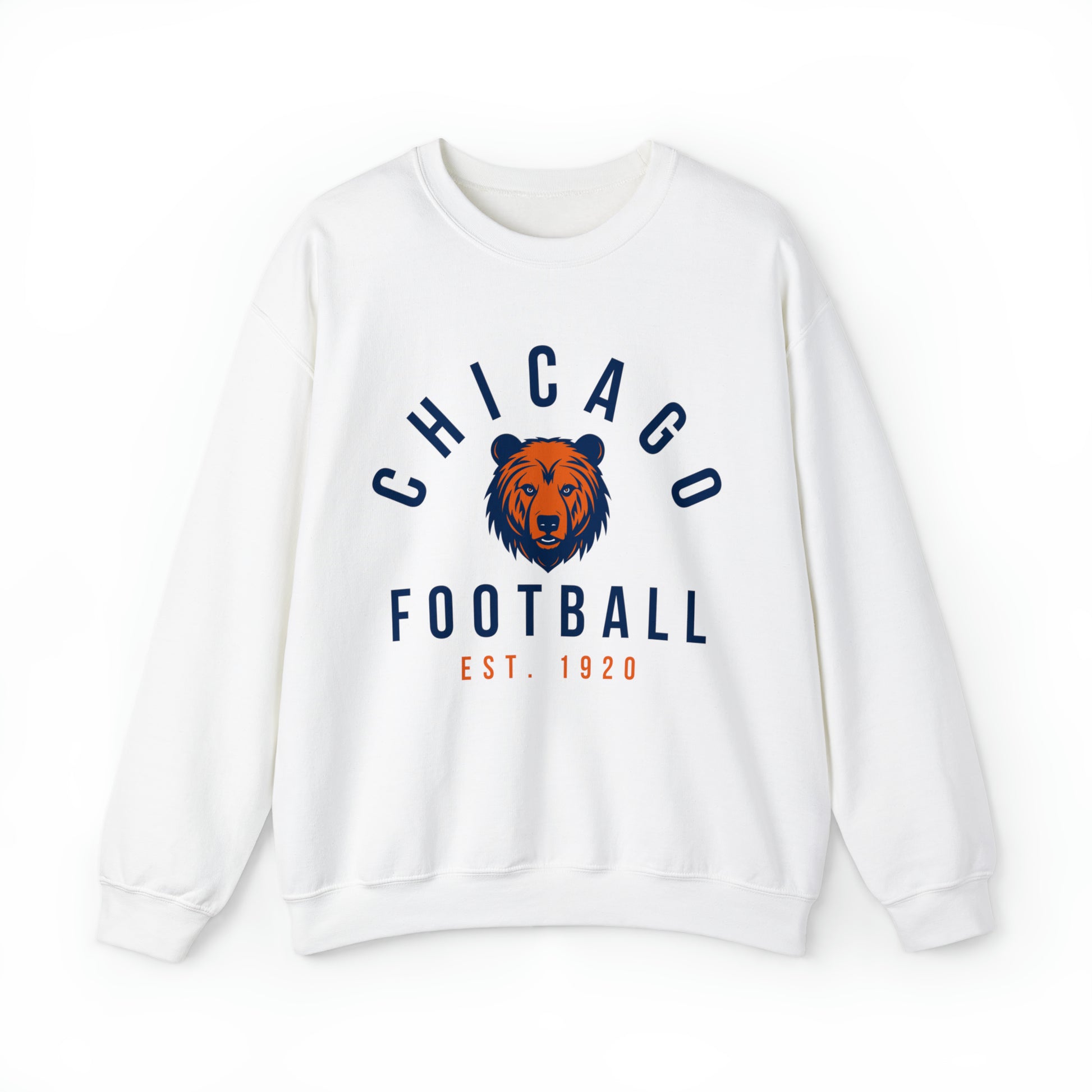 White Chicago Bears Crewneck Sweatshirt - Vintage Football - Retro Style Football Apparel - Design 4