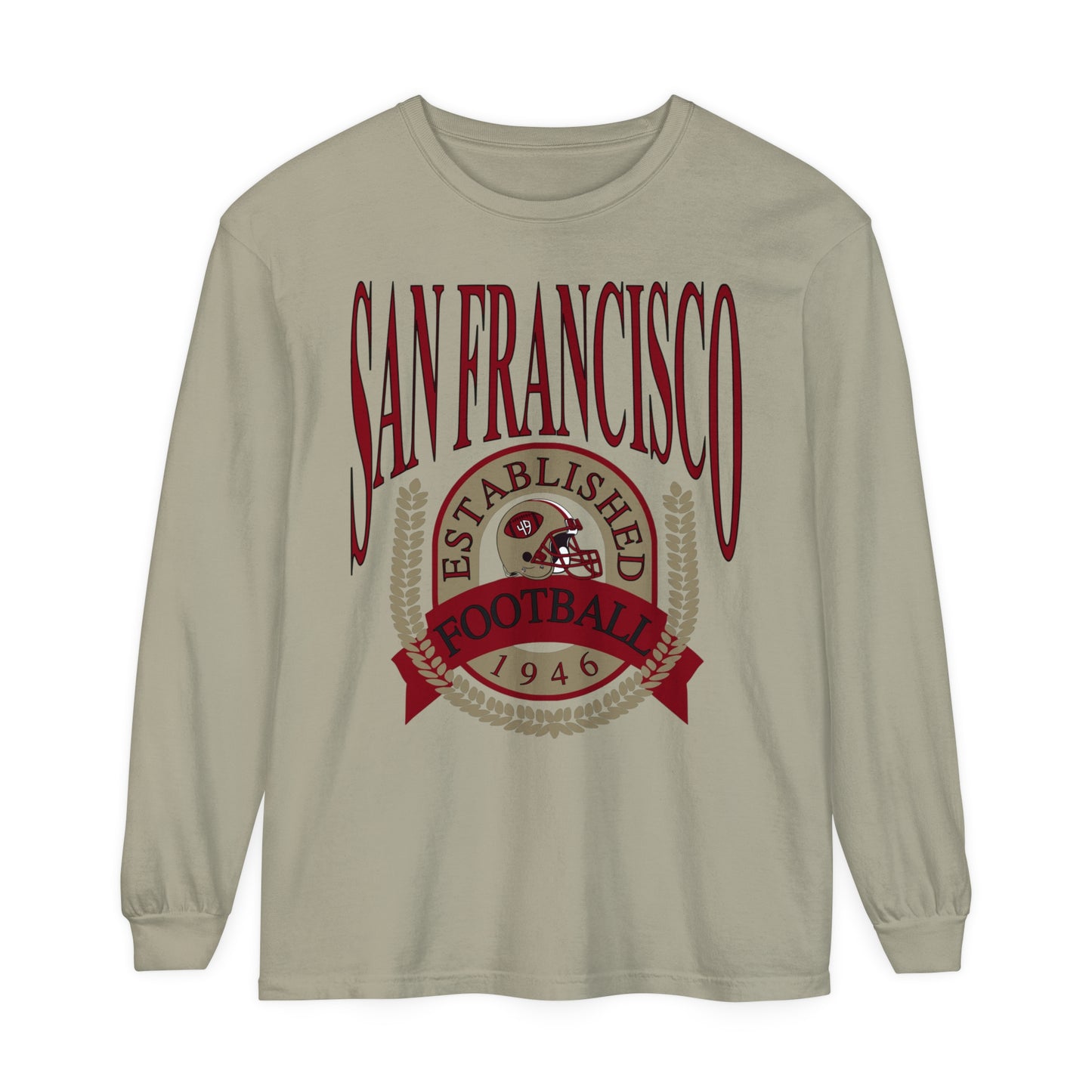 Vintage San Francisco 49ers Long Sleeve T-Shirt - Fred Warner - Nick Bosa - Joe Montana - George Kittle - Jerry Rice - Trent Williams - Deebo Samuel - Men's Women's Tan Beige Sand The Dallas Family