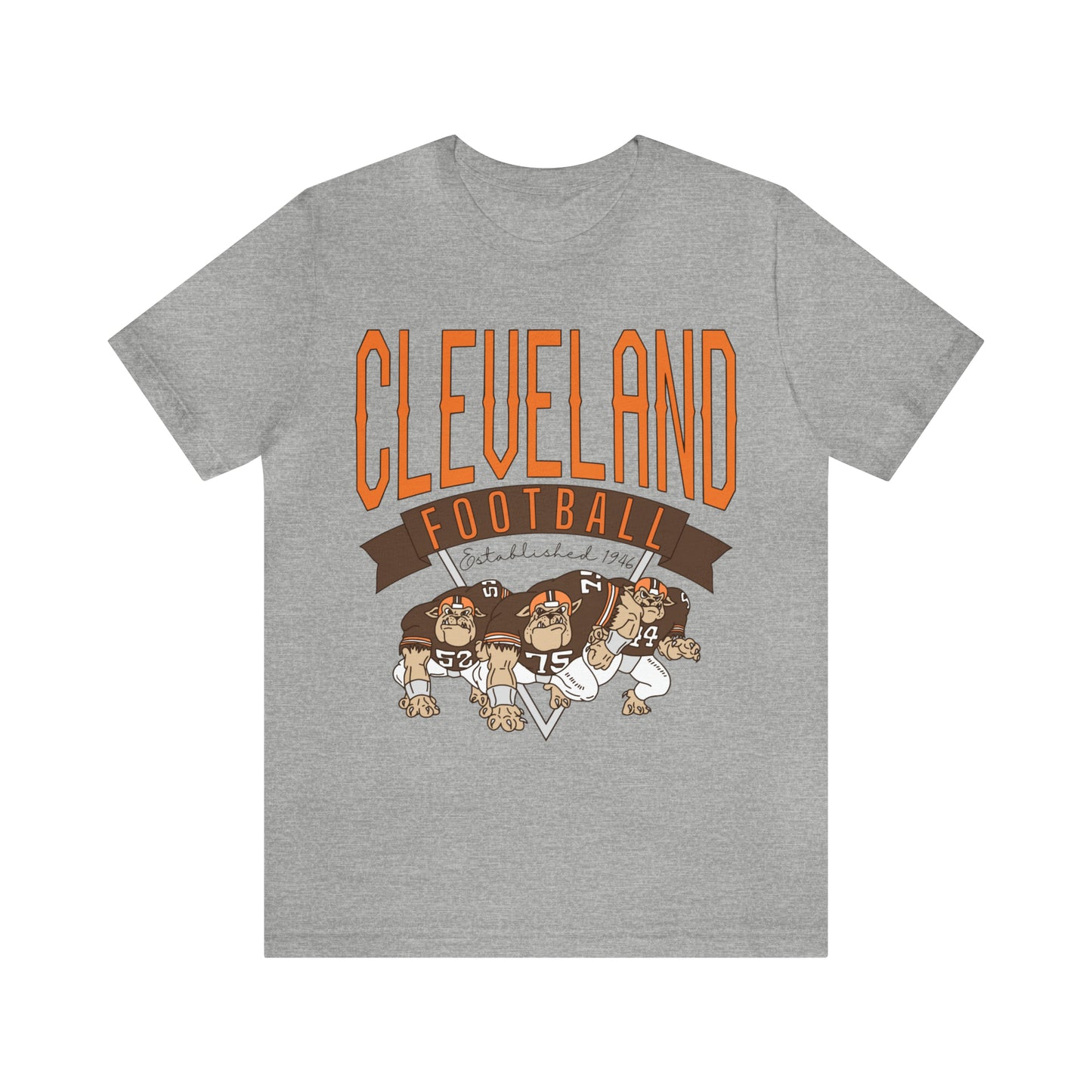 Cleveland Browns T-Shirt - Throwback Browns Dawg Pound Short Sleeve Tee  - Men's & Women's Oversized Unisex Soft Tee Apparel - Design 1