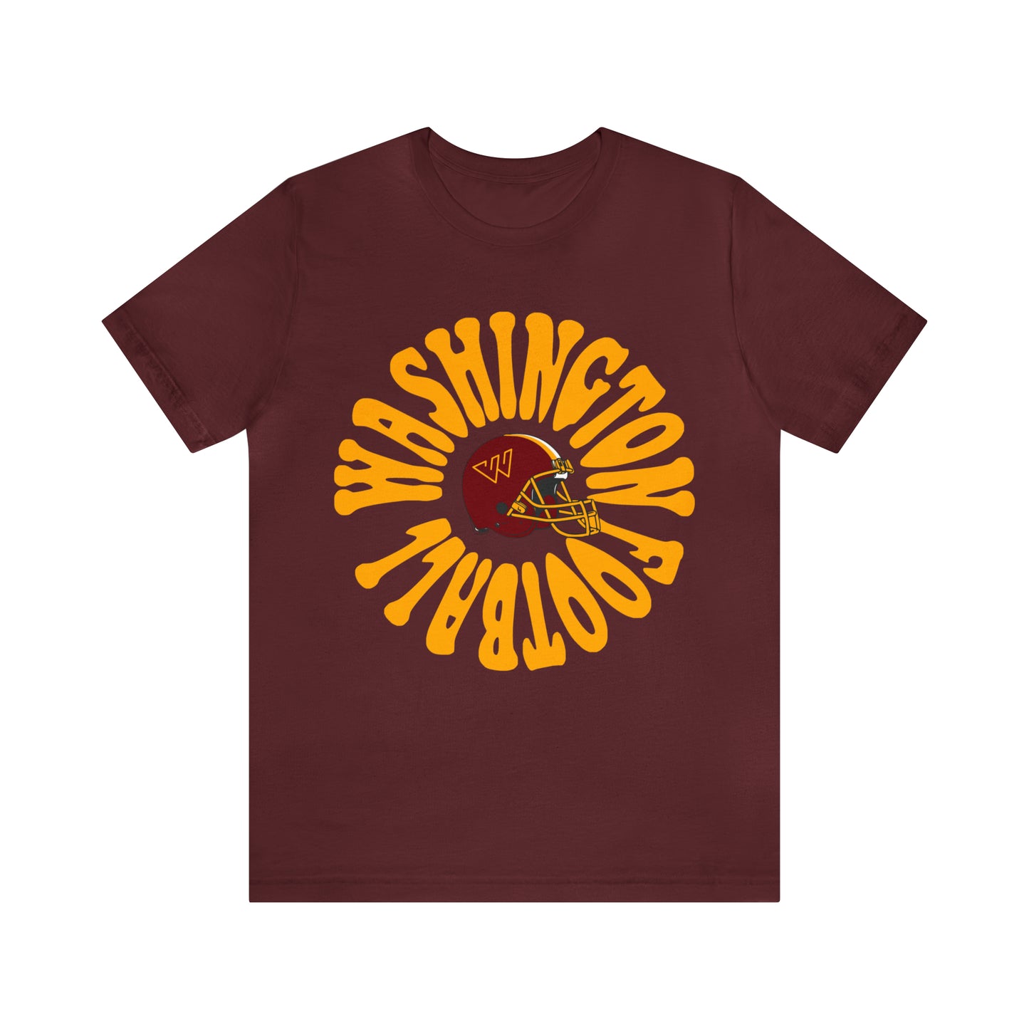 Hippy Style Washington Commanders Short Sleeve T-Shirt - Vintage Football Tee - Retro Redskins 70's, 80's, 90's - Design 2