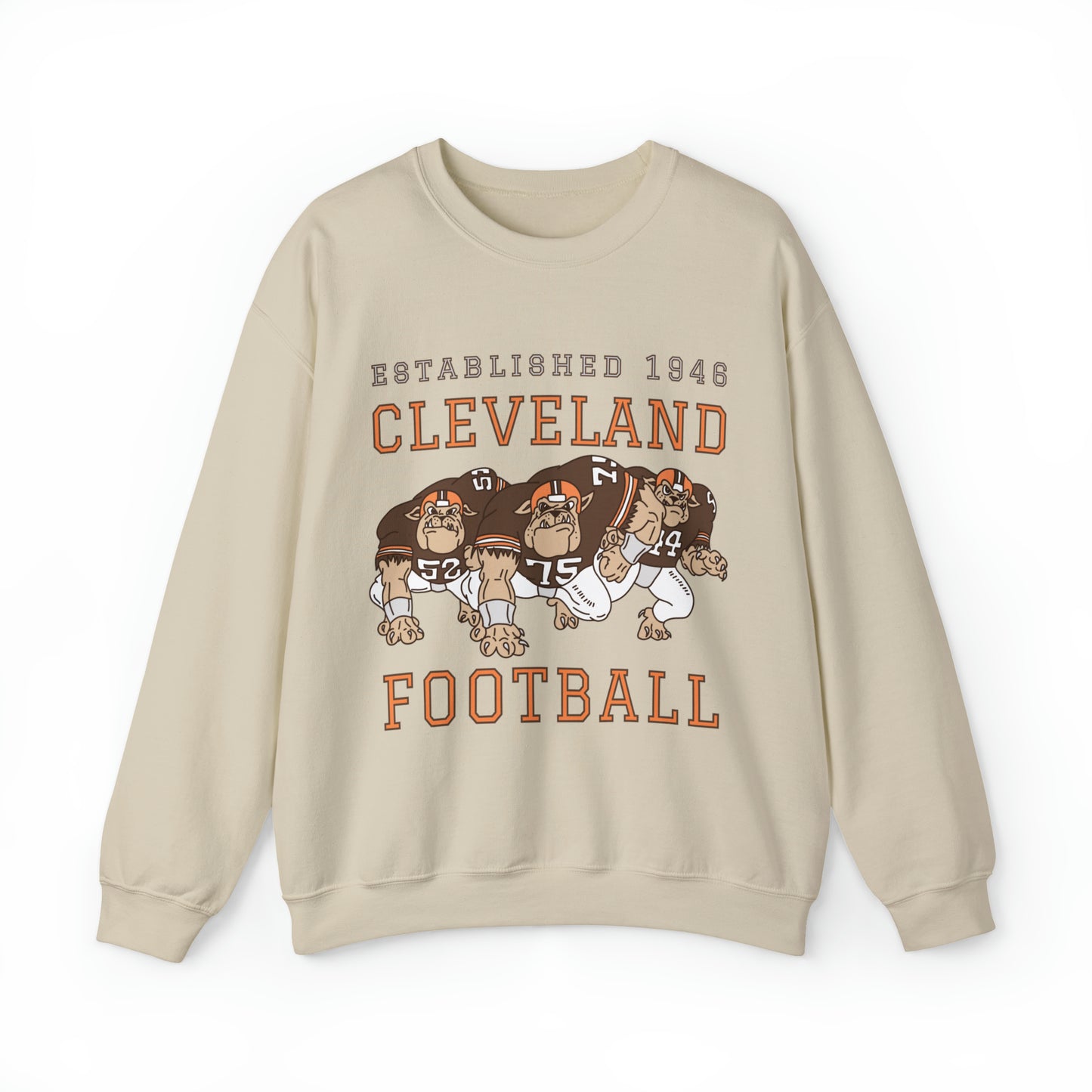 Vintage Cleveland Browns Crewneck - Browns Dawg Pound NFL Football Apparel - Men's & Women's Sweatshirt Beige Sand Tan