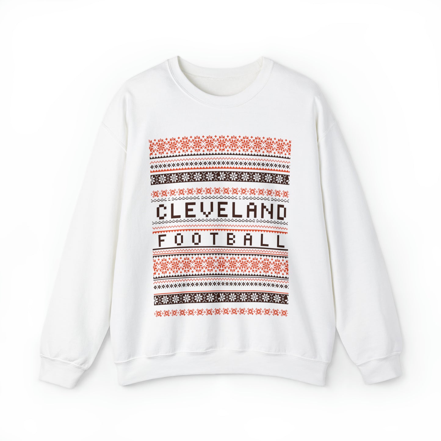 Cleveland Browns Christmas Sweater Crewneck Sweatshirt - Vintage Browns Holiday Hoodie - Men's and Women's Holiday Game Apparel