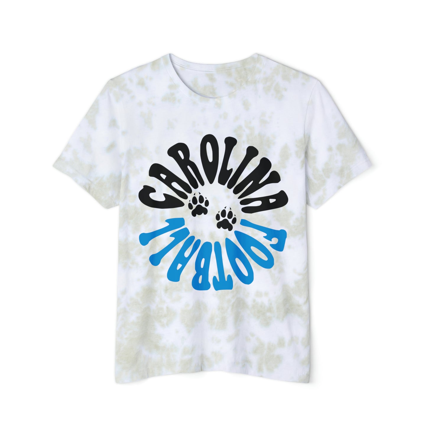 Tie Dye Carolina Panthers T-Shirt - Retro NFL Football Short Sleeve Tee Apparel - Hippy Acid Wash Men's and Women's - Design 2